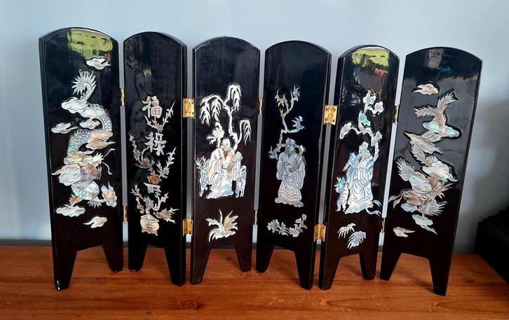 Antiek Chinees Kamerscherm met Parelmoer Inleg, Huis en Inrichting, Woonaccessoires | Kamerschermen, Zo goed als nieuw, Ophalen of Verzenden