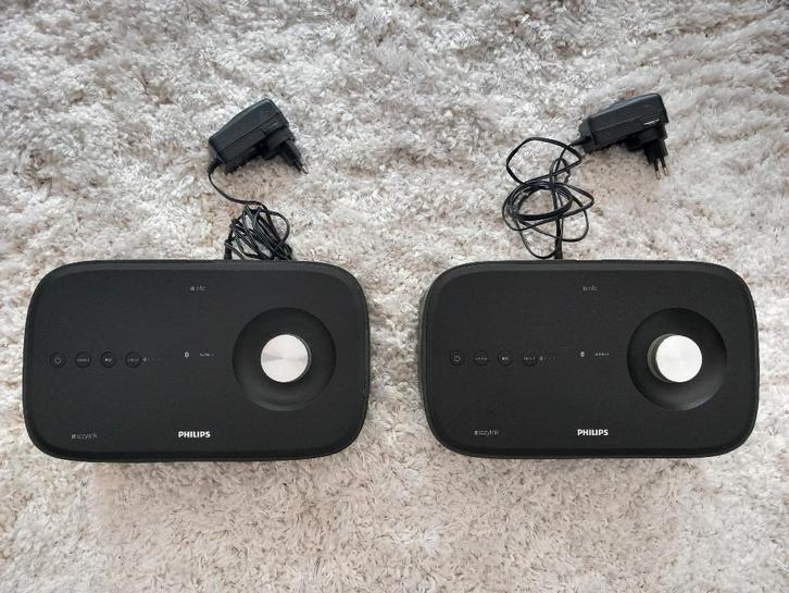 2 Koppelbare Bluetooth luidsprekers Philips Izzy BM7B/10, Audio, Tv en Foto, Luidsprekers, Zo goed als nieuw, Front, Rear of Stereo speakers