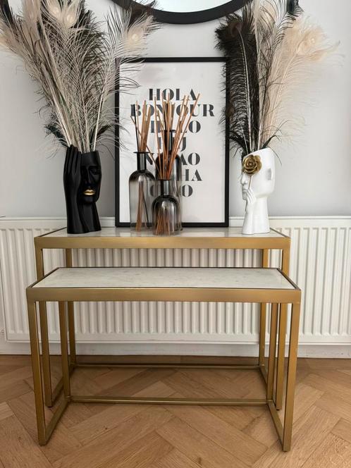 Carrara marmeren haltafels – €150 – Den Haag, Huis en Inrichting, Tafels | Sidetables, Zo goed als nieuw, Rond, Ophalen