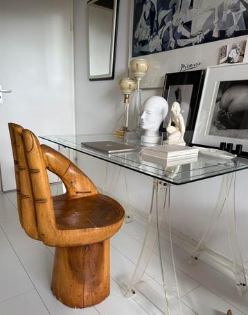 Vintage houten stoel Hand jaren 70 beschikbaar voor biedingen