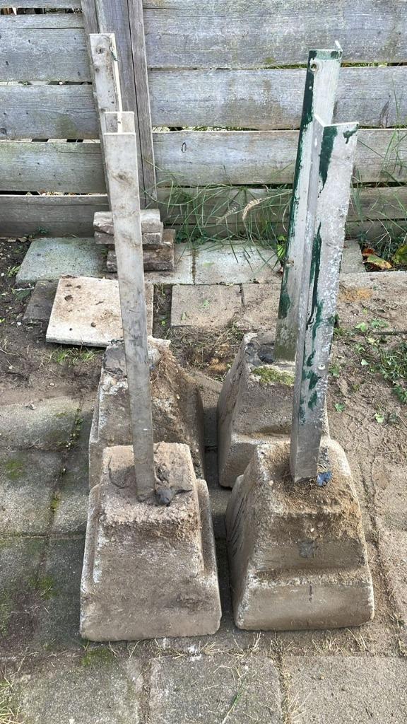 Vier betonnen poeren met aluminium buis, Tuin en Terras, Overkappingen, Gebruikt, Overige typen, Ophalen