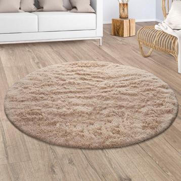 ❤️️ Trendy Fluffy Shaggy Beige Vloerkleed Rond 200 CM