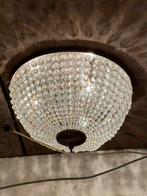 Antieke kristallen bronzen plafonnière, Ophalen of Verzenden, Zo goed als nieuw, Glas, Vontage design mid century hollywood regency