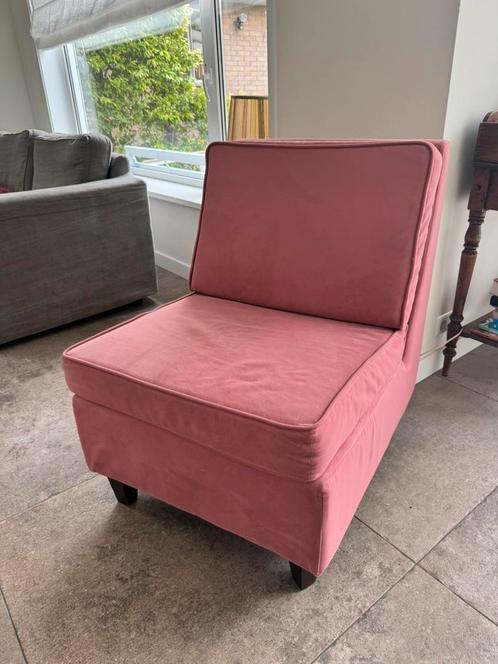 Roze velours stoeltje, Huis en Inrichting, Fauteuils, Gebruikt, Stof, 50 tot 75 cm, 75 tot 100 cm, Ophalen