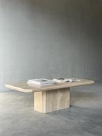 Vintage Italiaanse travertijn salontafel, 1980, Huis en Inrichting, Tafels | Salontafels, Ophalen, Rond, 50 tot 100 cm, Minder dan 50 cm