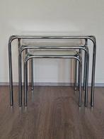 Vintage tafeltjes chroom, Huis en Inrichting, Ophalen, Glas