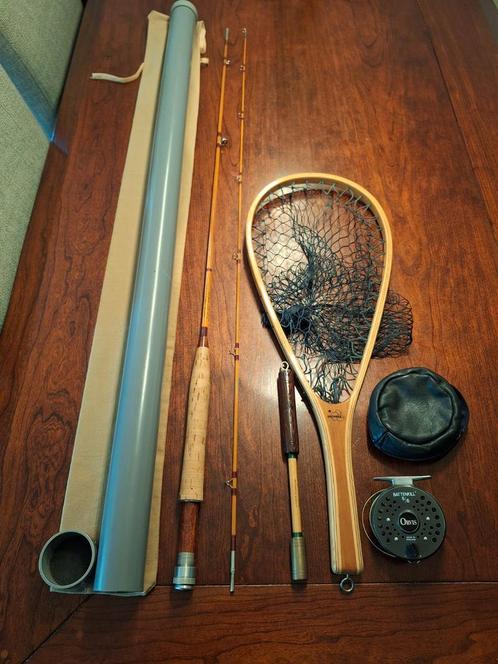 Te koop. Splitcane hengel kompleete set., Watersport en Boten, Hengelsport | Vliegvissen, Zo goed als nieuw, Ophalen of Verzenden