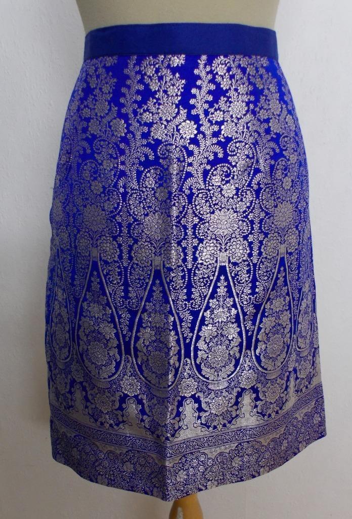 Prachtige glamour print rok van Nour Couture! 40, Kleding | Dames, Rokken, Zo goed als nieuw, Maat 38/40 (M), Blauw, Knielengte