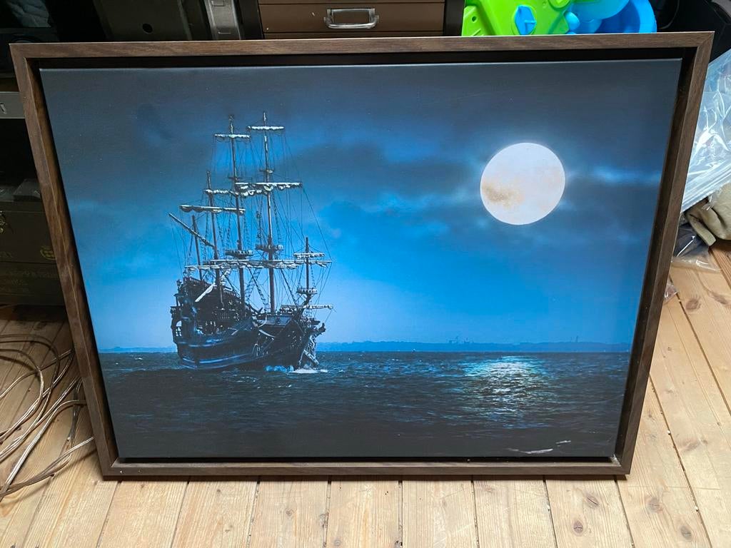 Schilderij blauw schip, Antiek en Kunst, Kunst | Schilderijen | Klassiek, Ophalen of Verzenden