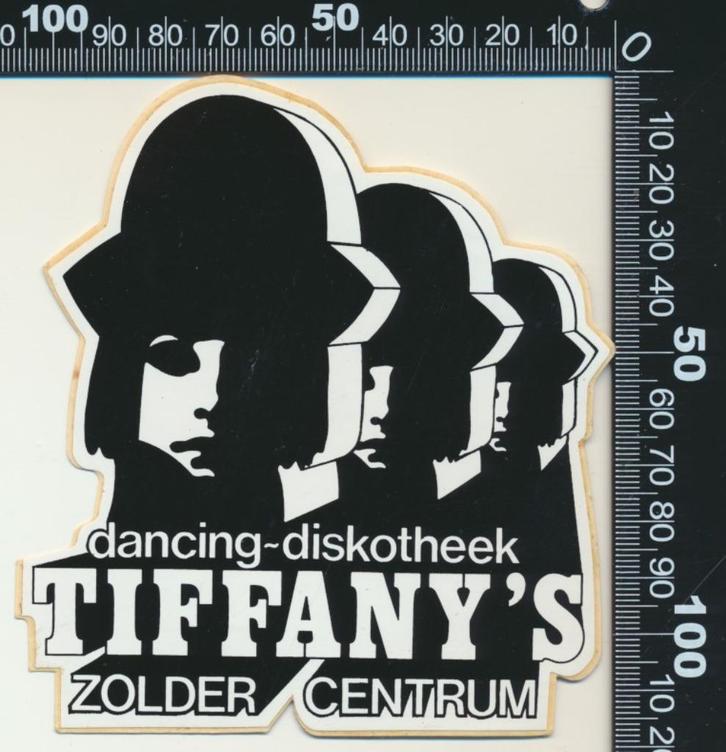 Sticker: Dancing Diskotheek Tiffanys - Zolder, Verzamelen, Stickers, Zo goed als nieuw, Bedrijf of Vereniging, Ophalen of Verzenden