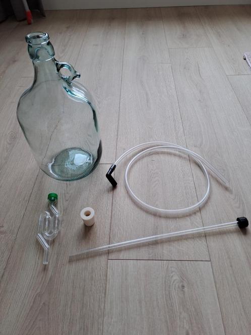 Gistingsfles 5 liter met toebehoren om zelf wijn te maken, Huis en Inrichting, Woonaccessoires | Vazen, Nieuw, Overige kleuren