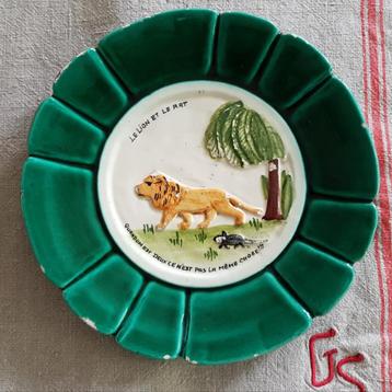 Brocante bordje, Fables de la fontaine, barbotine beschikbaar voor biedingen