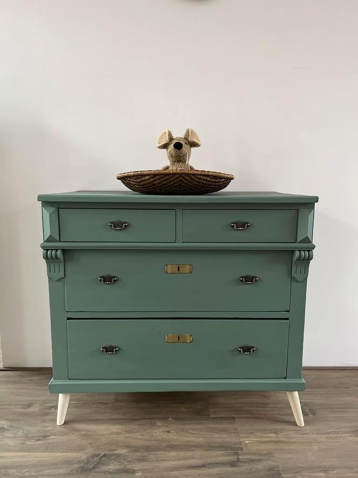 Antieke grenen ladekast / commode, Kinderen en Baby's, Kinderkamer | Commodes en Kasten, Gebruikt, Commode, 90 tot 105 cm, 75 tot 100 cm