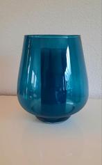 Groot blauw glazen windlicht 22 cm, Overige materialen, Blauw, Ophalen of Verzenden, Zo goed als nieuw