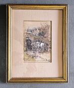 Victor Bauffe (1849-1921), paarden bij een poortje, Ophalen of Verzenden