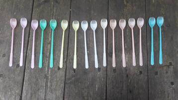 16 vintage sorbet lepel / vorkjes made in Orlando 1954 beschikbaar voor biedingen