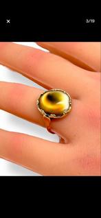 Vintage 14kt Gouden Ring met Shiva Eye Schelp - Maat 57, 18 tot 19, Gebruikt, Geel, Ophalen of Verzenden