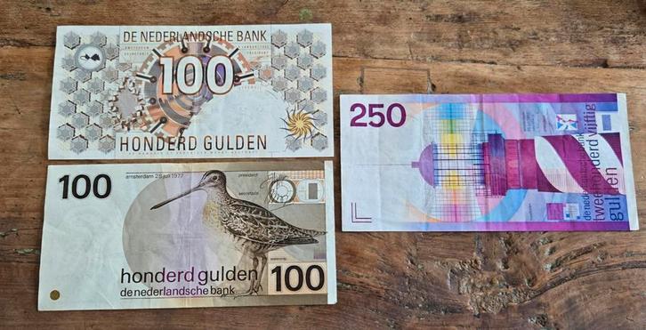 Gulden Biljetten - 100 (2x) & 250 Gulden, Postzegels en Munten, Bankbiljetten | Nederland, Setje, 100 gulden, Ophalen
