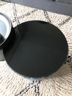 Zwarte glazen tafelblad voor poef of tafel, Huis en Inrichting, Tafels | Bijzettafels, Rond, 55 tot 75 cm, Ophalen, 45 tot 60 cm