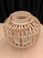 Mooi groot rotan/bamboe/houten windlicht!, Huis en Inrichting, Woonaccessoires | Kandelaars en Kaarsen, 25 tot 50 cm, Beige, Ophalen of Verzenden