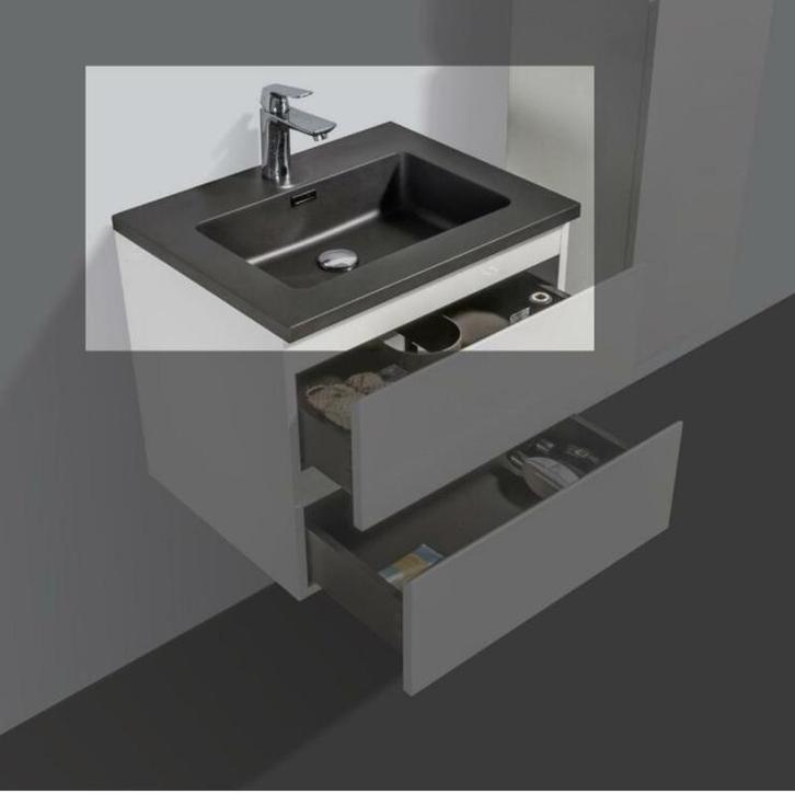 60cm Wastafel met kraangat 1X Mat zwart premium luxe 60cm, Huis en Inrichting, Badkamer | Badkamermeubels, Nieuw, Wasbak of Wastafel