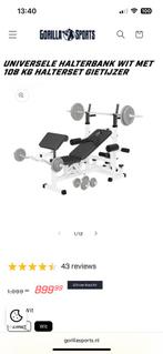 Gorilla Halterbank met Gietijzeren Gewichten, Sport en Fitness, Fitnessmaterialen, Ophalen, Gebruikt, Armen, Halterset