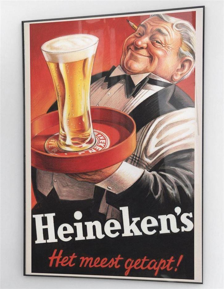 Zeldzaam Heineken Het meest getapt ! Bier Poster, Verzamelen, Biermerken, Nieuw, Reclamebord, Plaat of Schild, Heineken, Ophalen of Verzenden