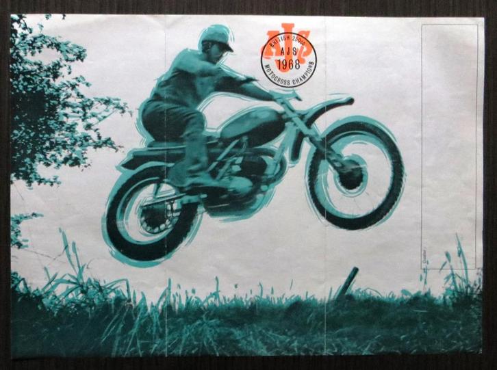 Folder AJS Motocross Champions - AJS Y4 - 1968 (Engels), Motoren, Handleidingen en Instructieboekjes, Overige merken, Verzenden