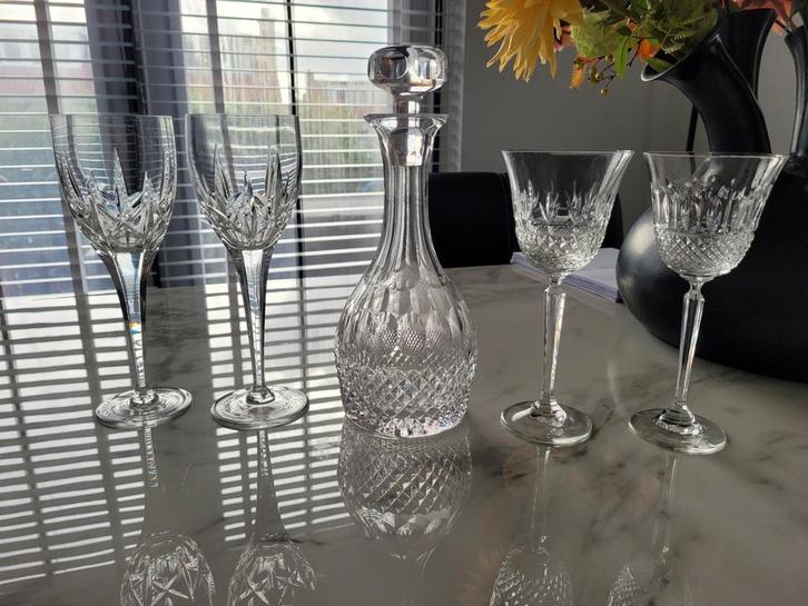 Echt kristallen karaf + 4 glazen!, Antiek en Kunst, Antiek | Glas en Kristal, Ophalen of Verzenden