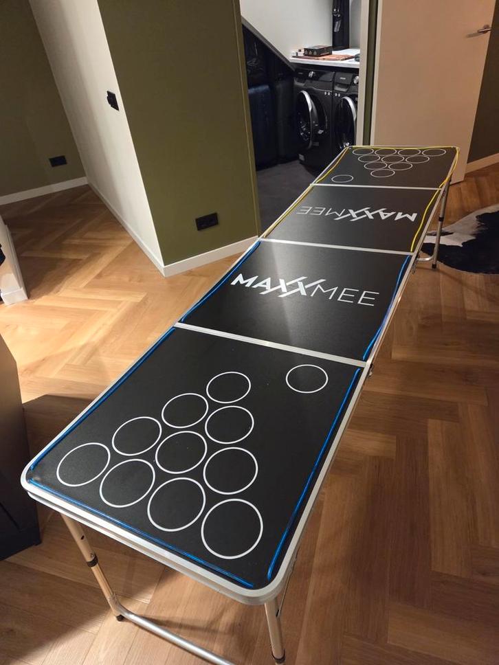 Beerpongtafel met LED verlichting en inklapbaar (MAXXMEE), Huis en Inrichting, Tafelonderdelen, Gebruikt, Tafelblad, 200 cm of meer