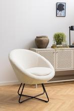 loungestoel, Orson stof crème, onderstel matzwart ruw gepoed, Ophalen, Wit, Nieuw, Eén