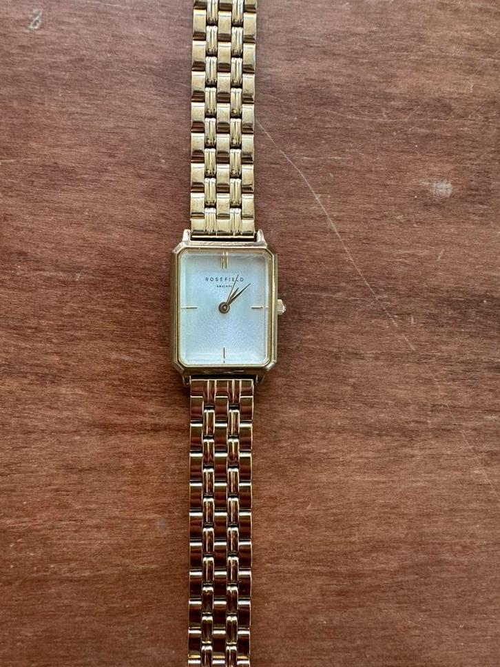 Rosefield Octagon dameshorloge verguld maat XS, Sieraden, Tassen en Uiterlijk, Horloges | Dames, Zo goed als nieuw, Overige merken