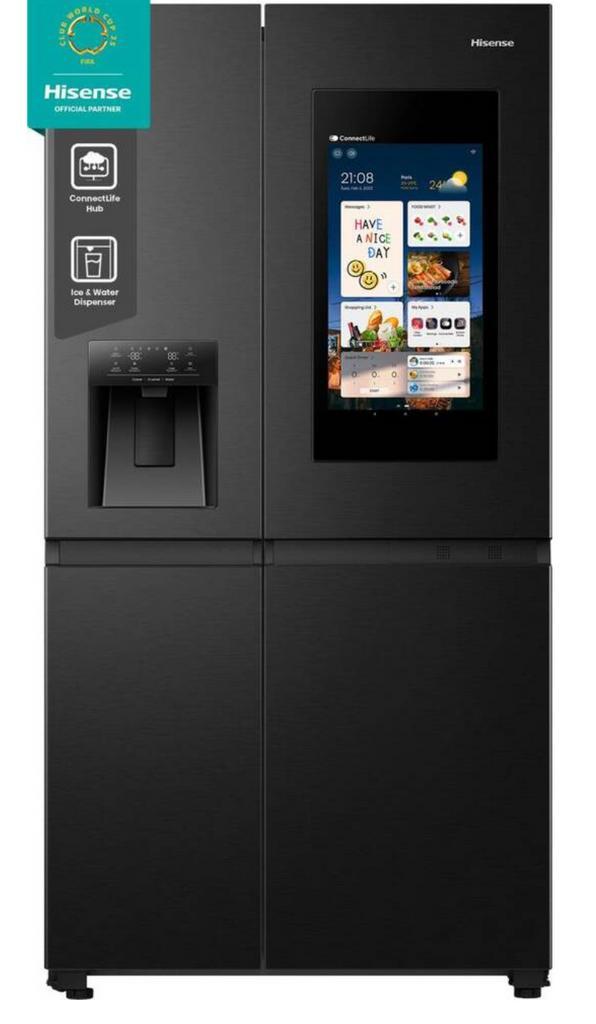 Nieuw Hisense Amerikaanse koelkast met smart zwart binnen bu, Witgoed en Apparatuur, Koelkasten en IJskasten, Nieuw, Met aparte vriezer