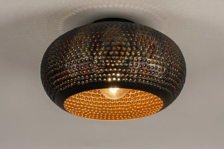 plafondlamp 35cm zwart grijs roest bruin goud tafel bed lamp, Huis en Inrichting, Lampen | Plafondlampen, Nieuw, Metaal, Ophalen of Verzenden