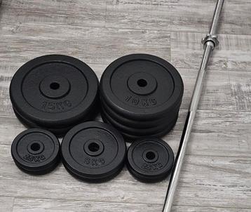 Halterschijven set met halterstang Totaal 100kg (koopje!) beschikbaar voor biedingen