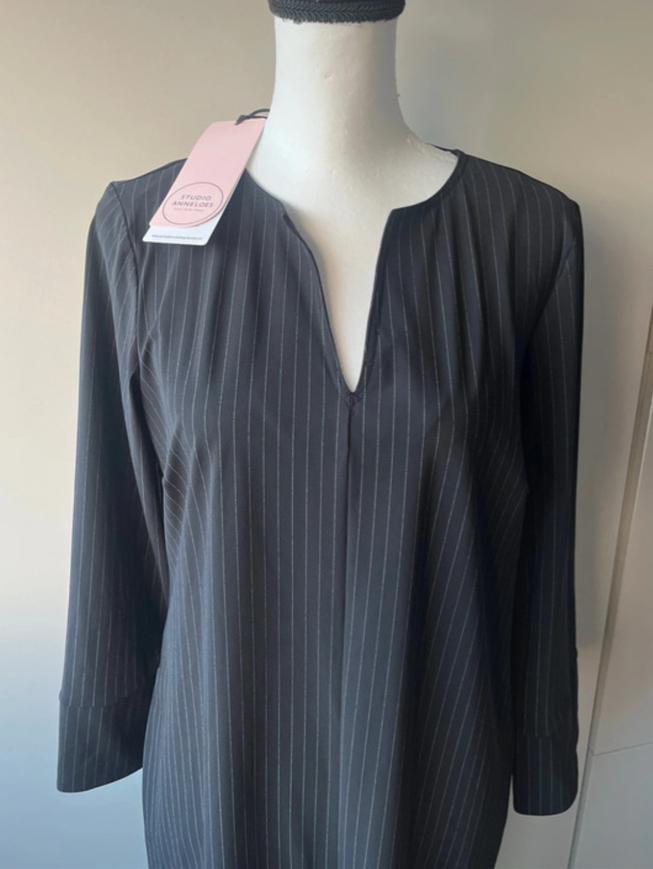 Nieuw! Studio Anneloes Caro Pinstripe Jurk - Maat s, Kleding | Dames, Jurken, Nieuw, Maat 38/40 (M), Zwart, Knielengte, Ophalen of Verzenden