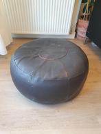 Poef - bruin leer, Ophalen, Gebruikt, Leer, 50 tot 75 cm