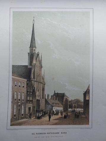 1 / Roomsch Katholieke Kerk van Leiden Steendruk +/- 1910 beschikbaar voor biedingen