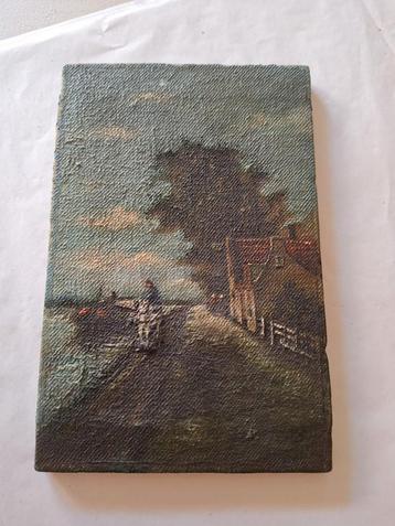 Oud schilderijtje/ schilderij 26x17cm beschikbaar voor biedingen