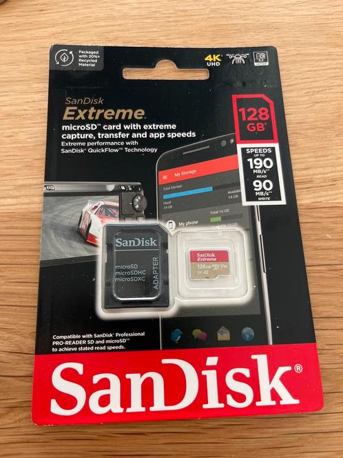 SanDisk Extreme, Audio, Tv en Foto, Fotografie | Geheugenkaarten, Nieuw, 128 GB, Ophalen of Verzenden