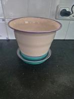 Unieke Bloempot met lekschaal 4 Paddenstoelen Decoratie, Gebruikt, Rond, Binnen, Ophalen of Verzenden