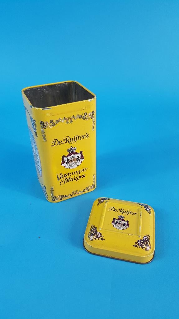 Vintage blik De Ruijter's Gestampte Muisjes. 6C6, Ophalen of Verzenden, Gebruikt, Koek(jes)