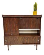 Vintage Highboard Wandmeubel Jaren 60 rosewood Fineer, Gebruikt, Vintage, Vintage, Minder dan 150 cm
