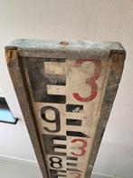 Antieke landmeetbaak  houten vouwlat industrieel decoratief, Ophalen of Verzenden