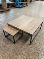 Diverse eiken salontafels met stalen frame 100x100, Huis en Inrichting, Ophalen, 100 tot 150 cm, Zo goed als nieuw, Minder dan 50 cm
