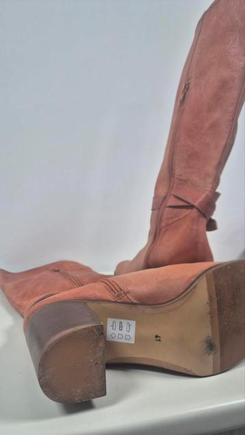 Vintage Leren Dameslaarzen - Cognac Bruin met Hak beschikbaar voor biedingen