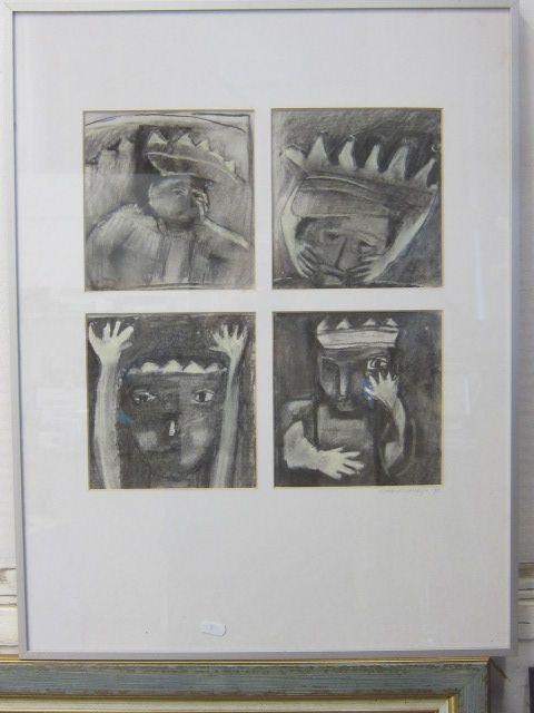 Schilderij met 4 afbeeldingen, Riehe vos van Dijk - Koningen, Antiek en Kunst, Kunst | Schilderijen | Modern