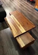 Solid wood coffee table with 2 drawers, Huis en Inrichting, Tafels | Salontafels, Ophalen, Zo goed als nieuw, Rechthoekig, Minder dan 50 cm