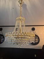 Gouden Kroonluchter met Kristallen, Huis en Inrichting, Lampen | Kroonluchters, Ophalen of Verzenden, Gebruikt, Glas, Klassiek