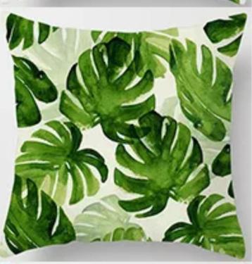 Kussenhoezen groen blad, 45 - 45 cm. polyester. Blinde rits beschikbaar voor biedingen